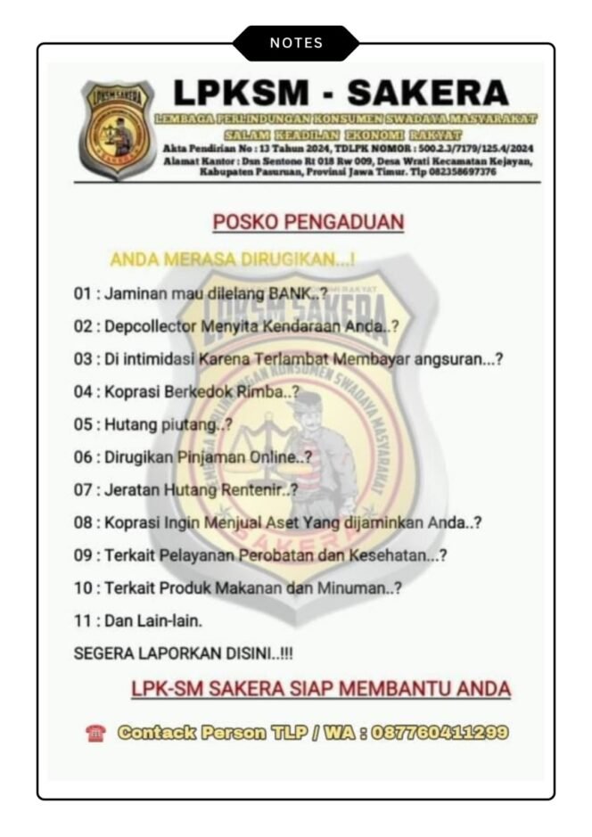 
					Marak Kasus Debt Collector Tarik Paksa Kendaraan, LPK-SM SAKERA Siap Bantu Masyarakat