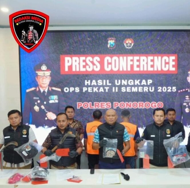 
					Operasi Pekat II Semeru 2025, Polres Ponorogo Amankan Tersangka Penganiayaan Bersajam